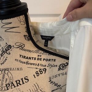 Banana Republic Cream and Black Parisian Print Blouse